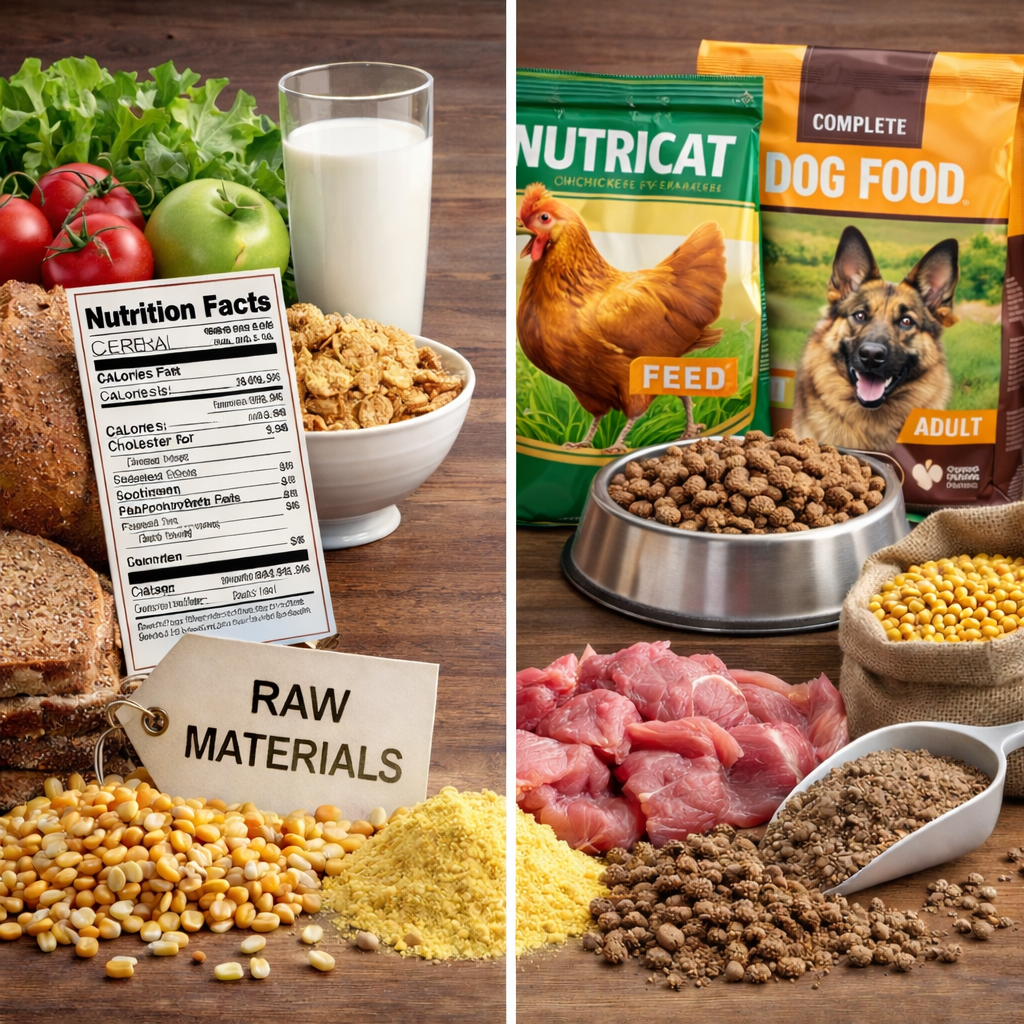 Ilustração analítica para alimentação humana e animal